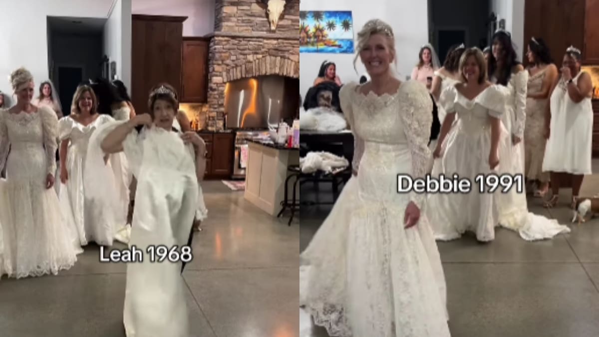 Mujeres celebran una fiesta usando sus vestidos de novia originales y se vuelven virales