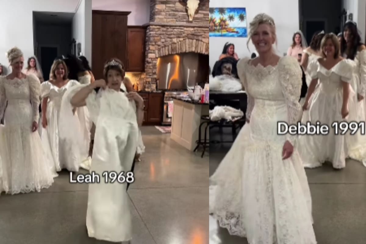 Mujeres celebran una fiesta usando sus vestidos de novia originales y se vuelven virales