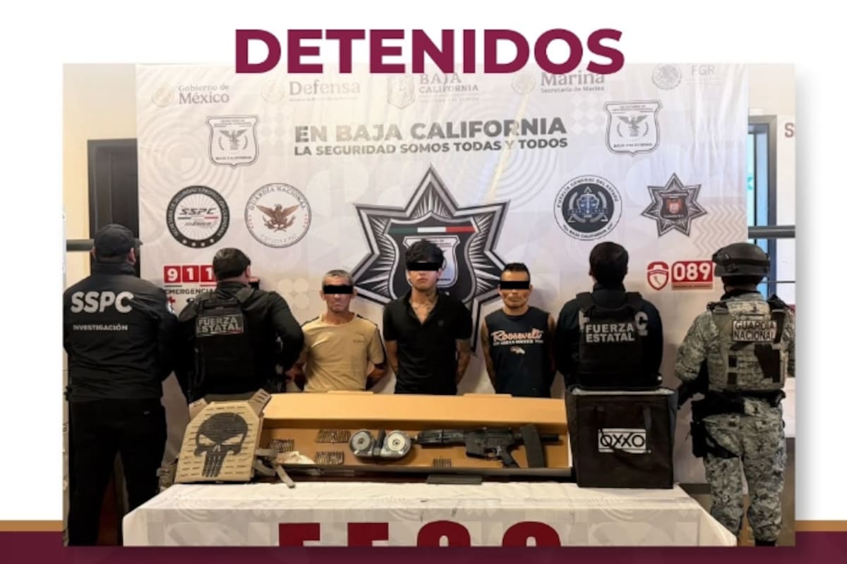 Detienen a tres con armas y droga en Tijuana; uno es investigado por homicidio