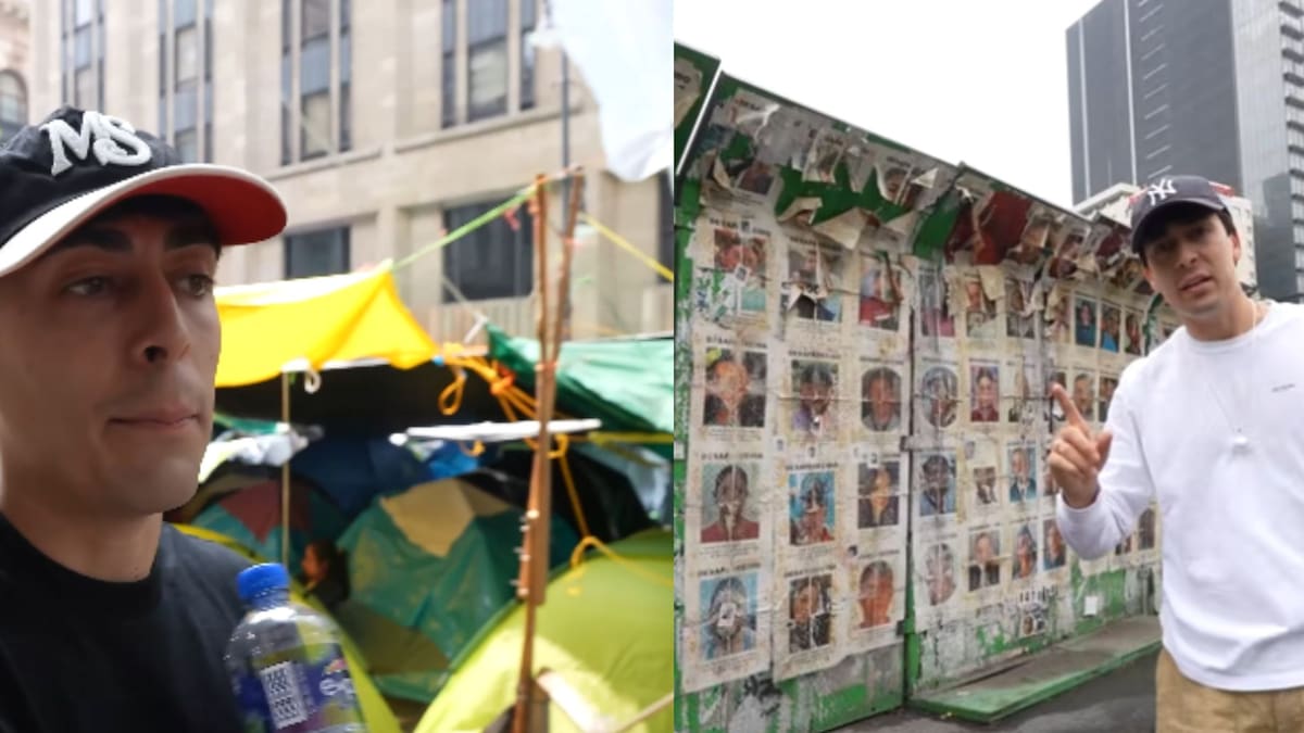 Youtuber español reacciona a la manifestación de la CNTE, a los carteles de 130 mil de desaparecidos y al control con INE en el Zócalo mientras documentaba la CDMX previo al Mundial