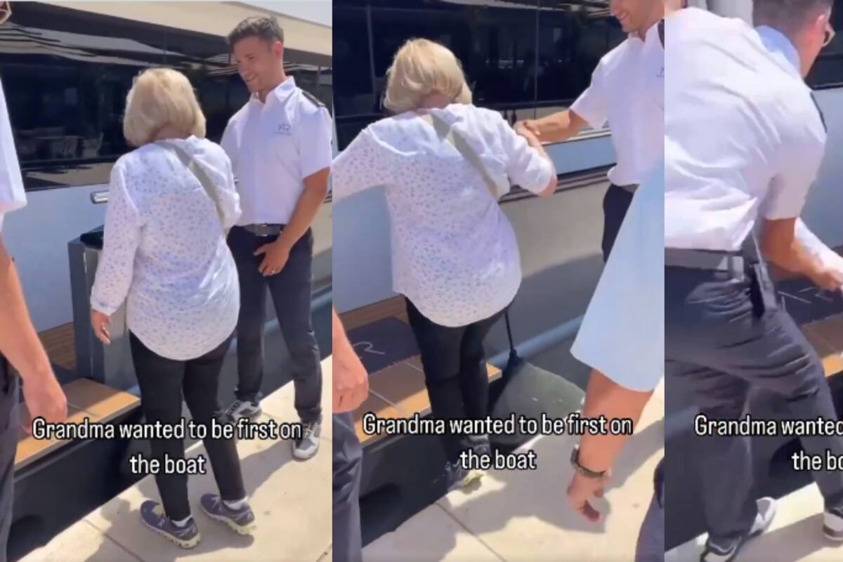 VIDEO: abuela sufre tremeda caída al intentar ser la primera en subirse a un yate