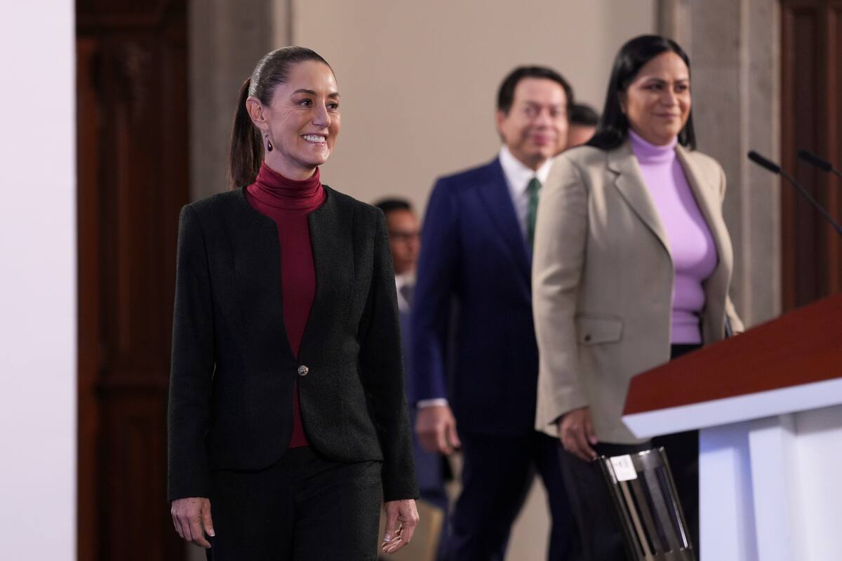 Claudia Sheinbaum Pardo llega a su conferencia matutina de prensa este lunes 4 de noviembre del 2024. | Crédito: Presidencia