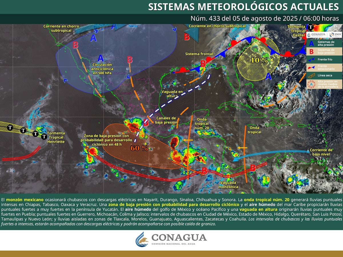 Clima hoy: Lluvias intensas y calor extremo marcan el pronóstico nacional | Crédito: SMN/Conagua