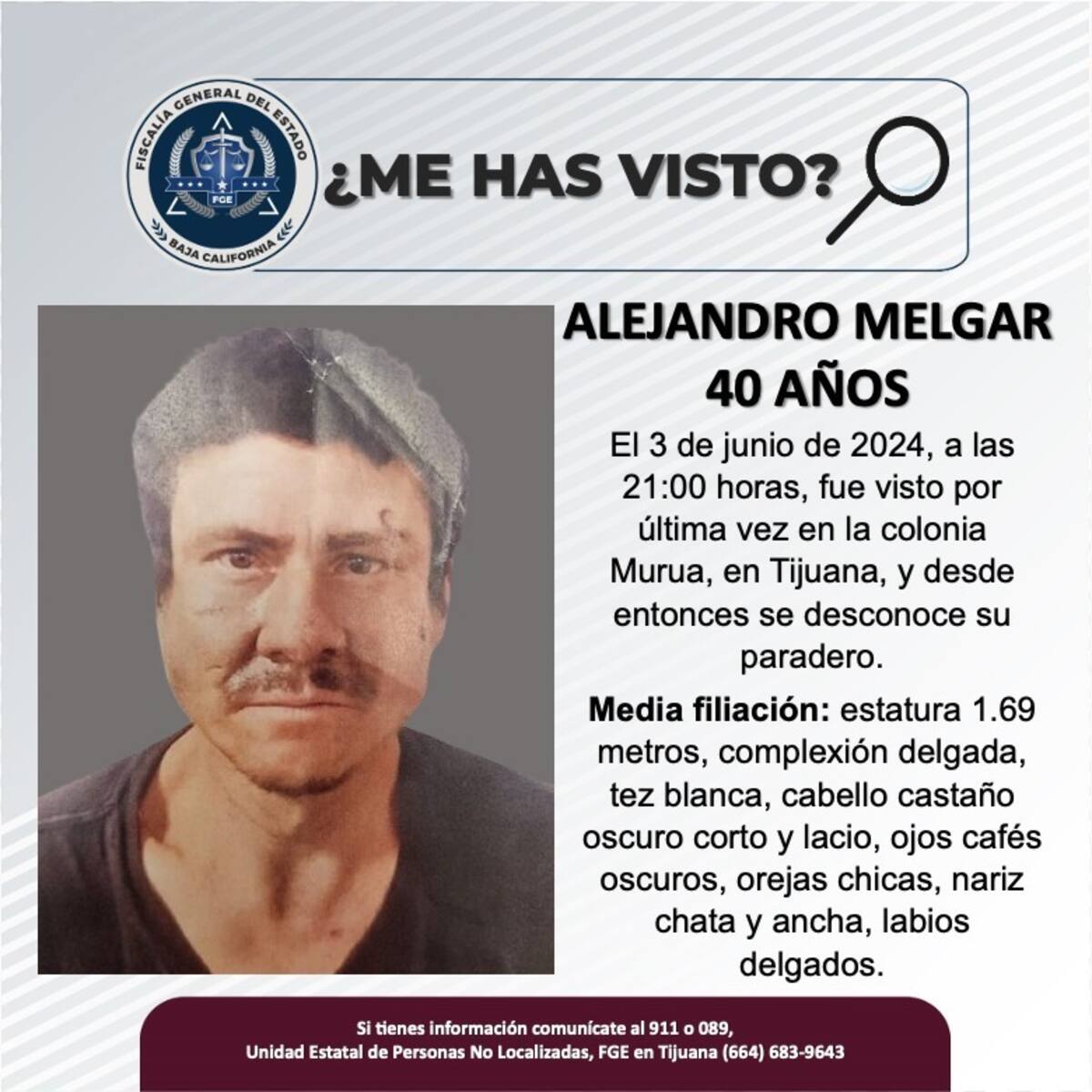 Fue visto por última vez el 3 de junio de 2024.