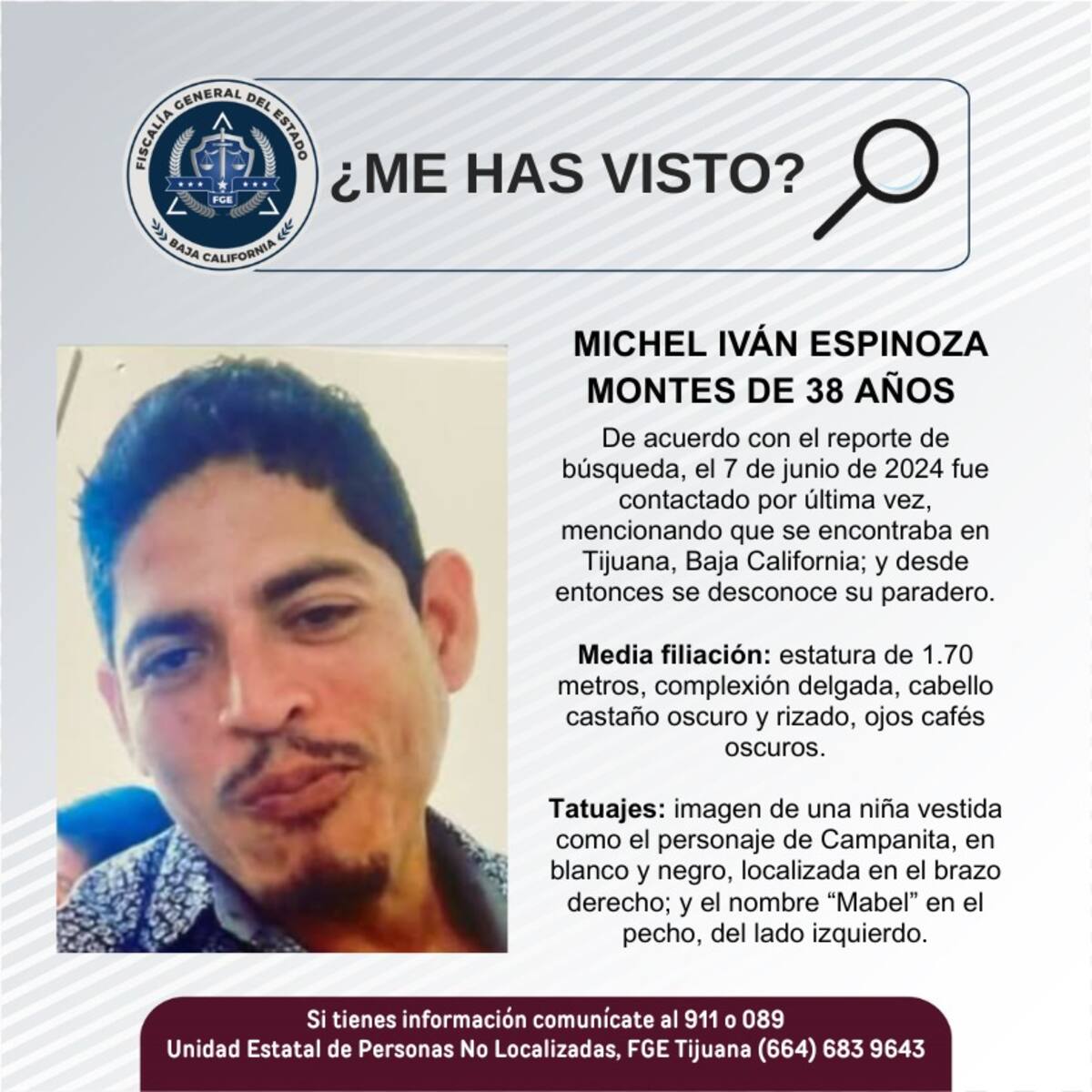 Fue visto por última vez el 7 de junio de 2024.