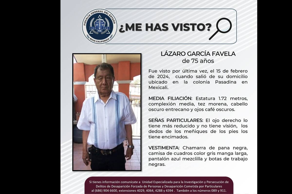 Piden ayuda para localizar a Lázaro García Favela