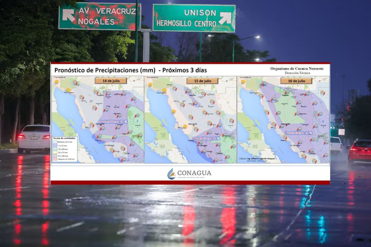 Lluvias en Sonora: el monzón de verano trae altas probabilidades de precipitación esta semana