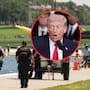 Trump atribuyó a presunto vandalismo las fallas en el estanque reflejante de Washington, donde el agua volvió a ponerse verde y el recubrimiento azul comenzó a desprenderse