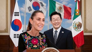 Claudia SHEINBAUM recibe al presidente de COREA DEL SUR en Palacio Nacional