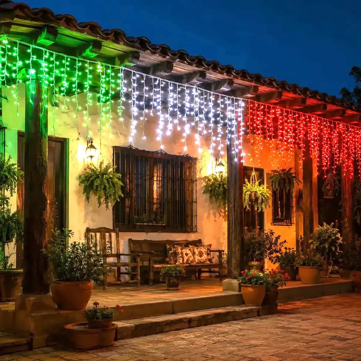 serie de luces led en formato cascada