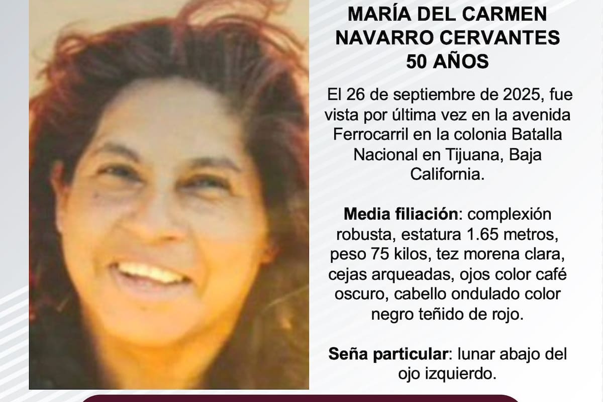Se busca a María del Carmen Navarro Cervantes de 50 años