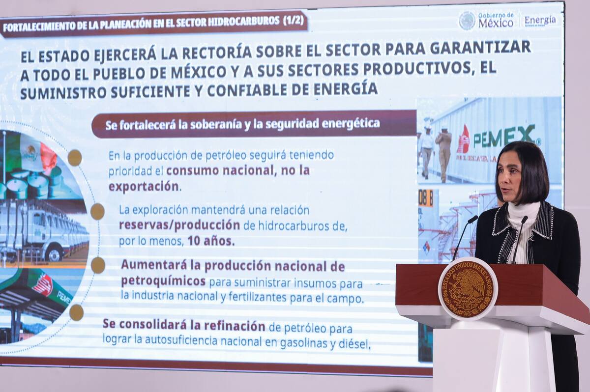 Luz Elena González, secretaria de Energía, en la mañanera del Pueblo del 13 de noviembre. | Crédito: Presidencia