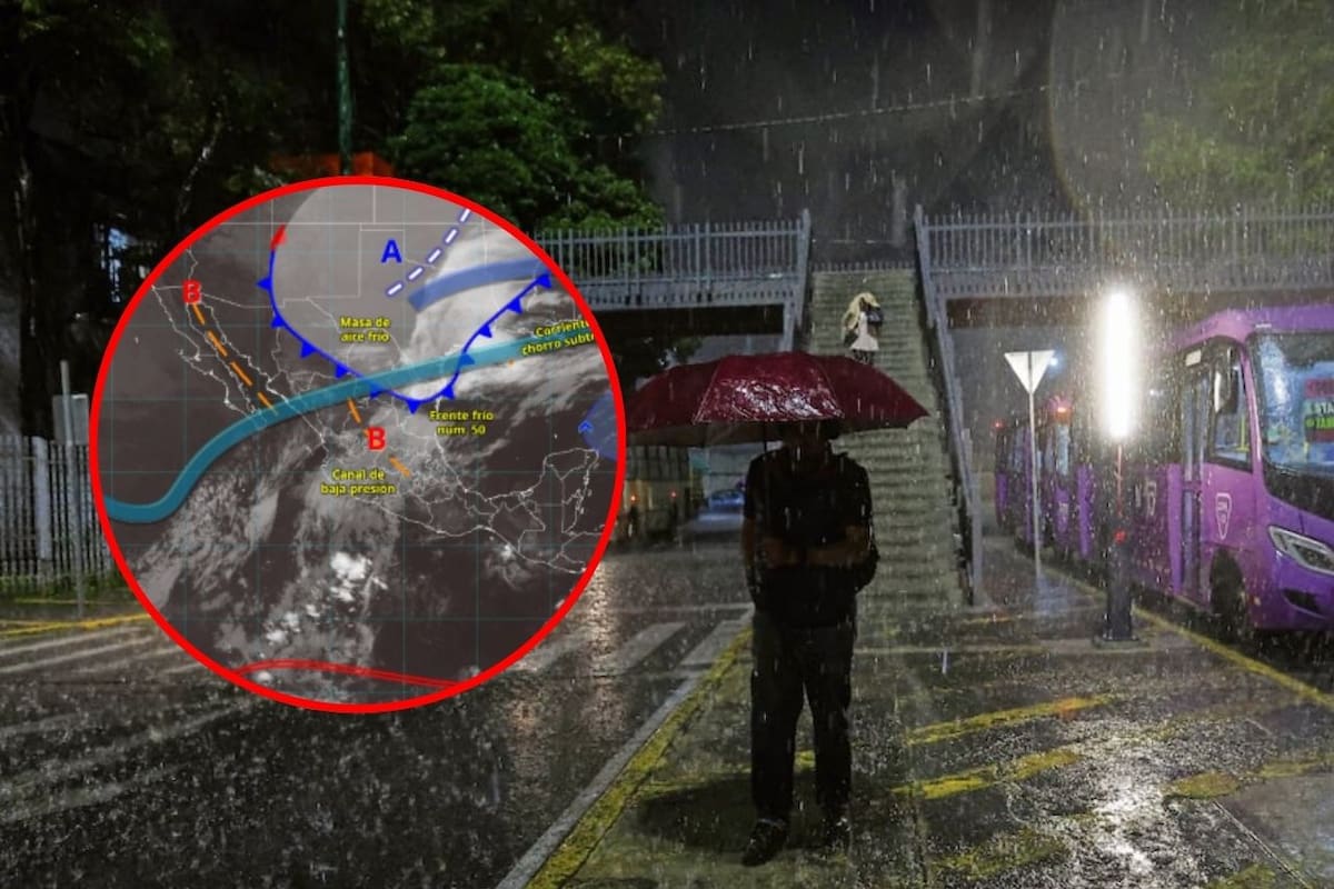 Frente frío 50 provoca lluvias torrenciales y riesgo de inundaciones en varios estados; persiste onda de calor con más de 45 grados en el norte de México