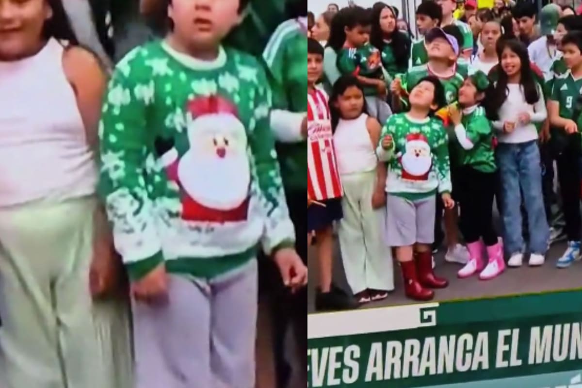Niño se hace viral por usar suéter de Navidad en el arranque de la Copa Mundial 2026 y su madre aclara que no fue por falta de playera de la selección mexicana