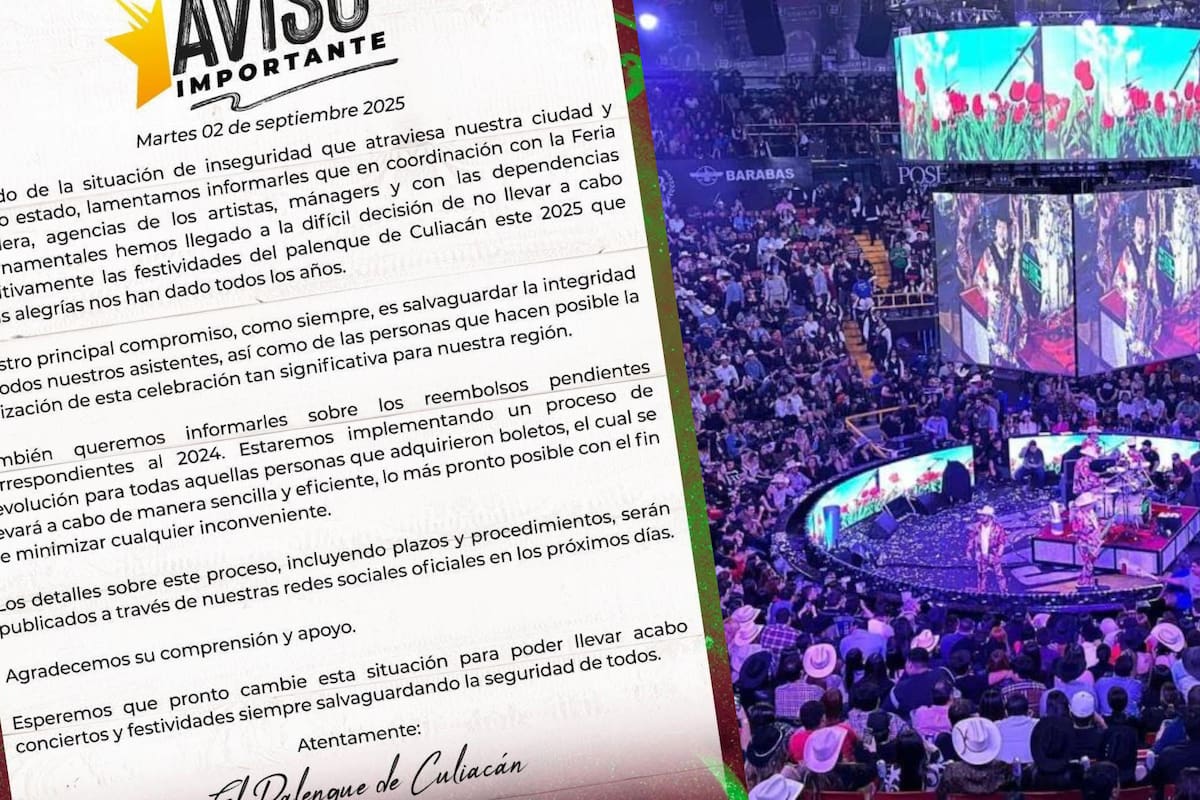 Cancelan Palenque de Culiacán 2025 por inseguridad en Sinaloa; aseguran reembolsos de boletos 2024