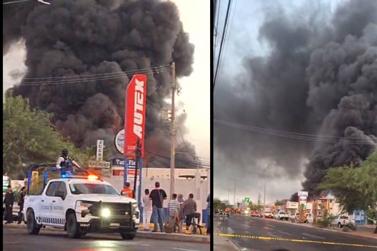 Fuerte incendio de bodegas en Hermosillo; combaten fuego con varias cisternas