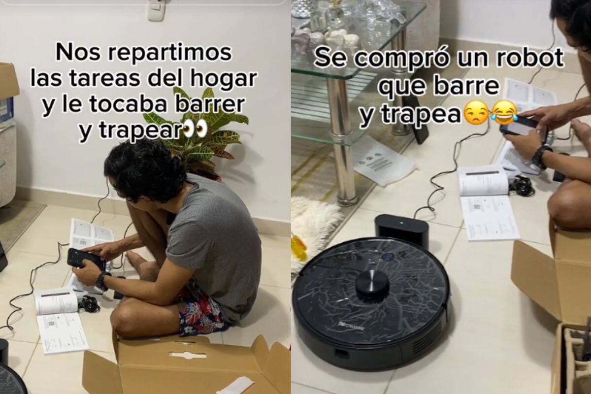 Se reparten las tareas del hogar, pero este hombre se compró un robot para que las haga por él