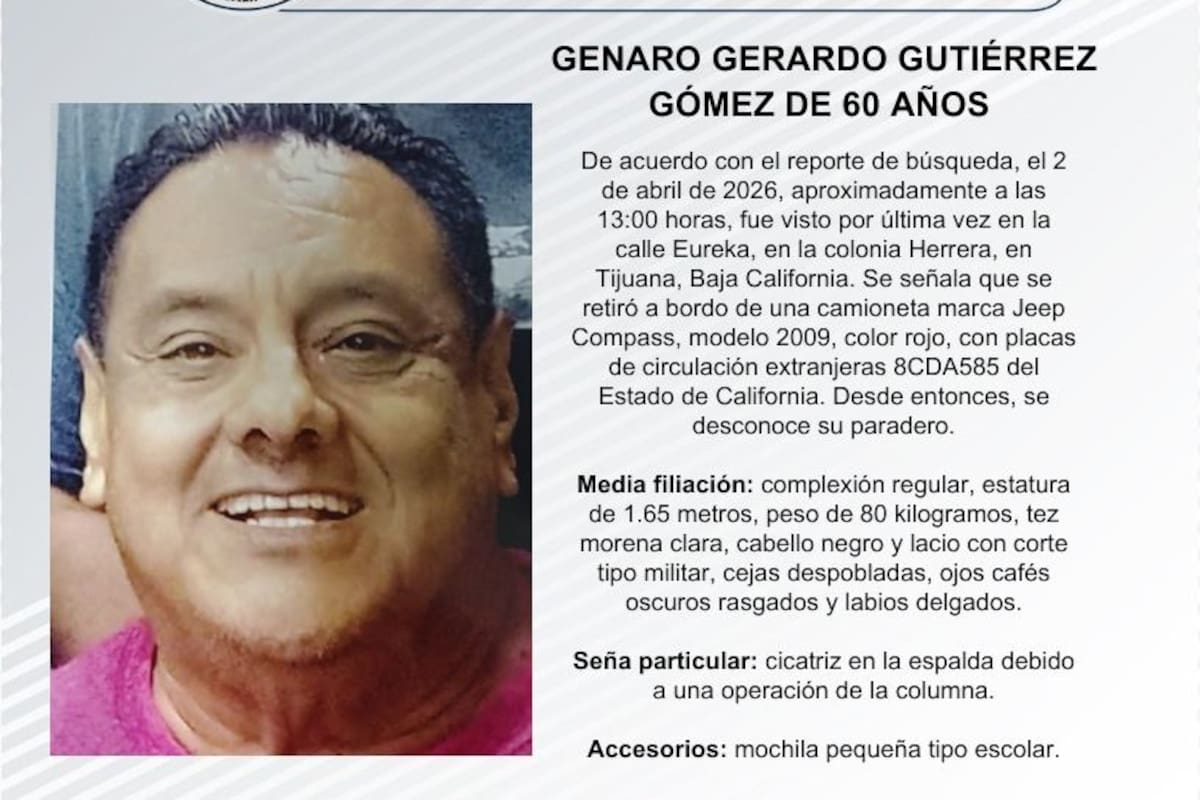 Se busca a Genaro Gerardo Gutiérrez Gómez de 60 años