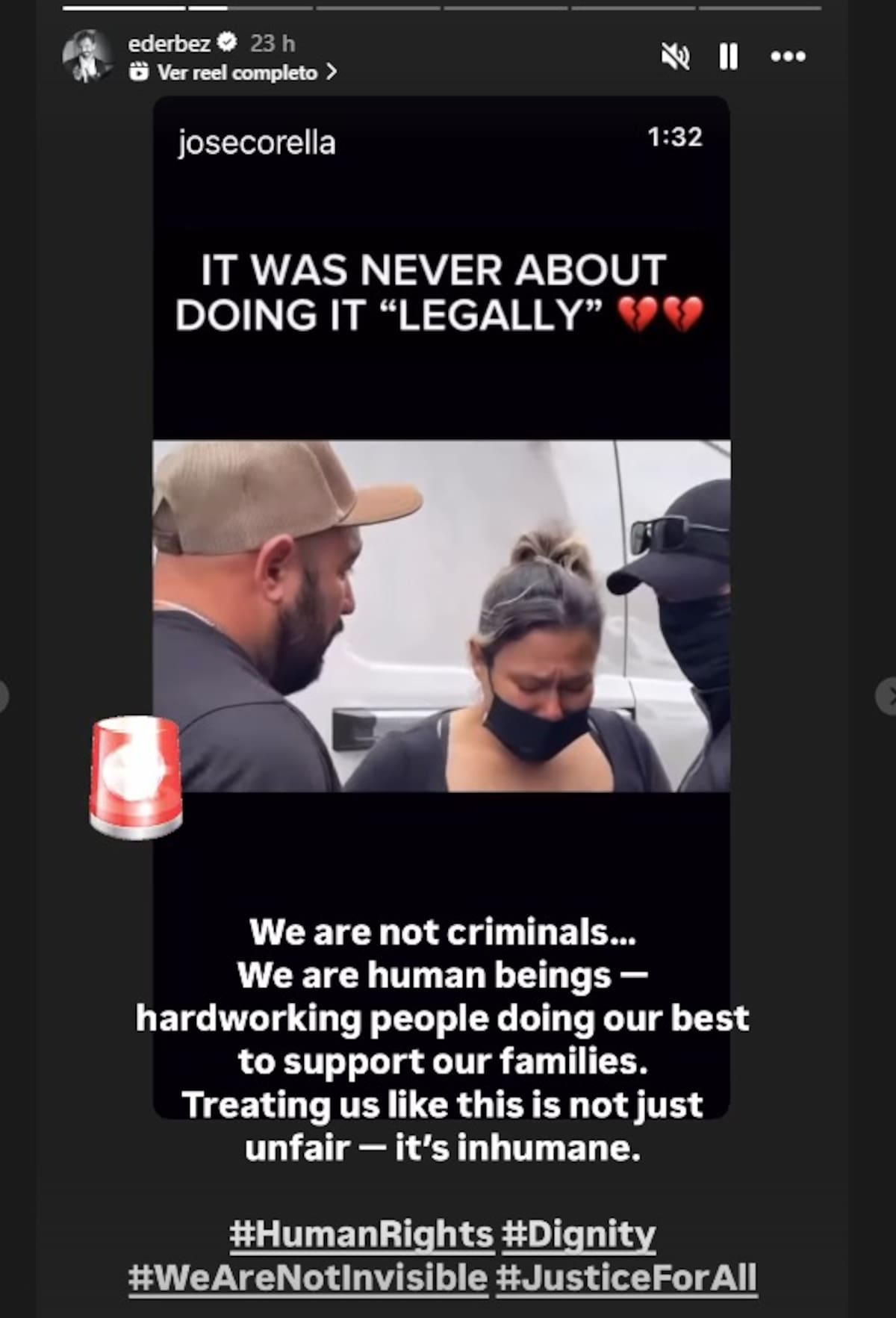 "No somos criminales" Eugenio Derbez se refiere a las redadas del ICE a los migrantes. | Captura de pantalla: IG @ederbez