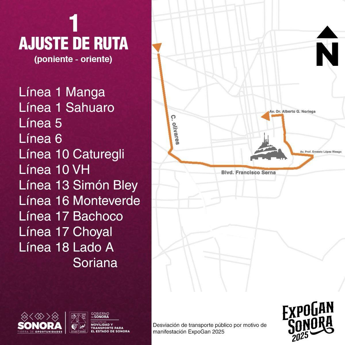 ExpoGan Sonora 2025: cierres viales y ajustes en rutas de camiones en Hermosillo / Espécial