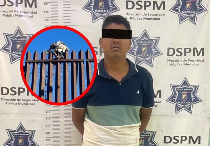 Intenta cruzar a Estados Unidos con una escalera y lo abandonan en lo alto del cerco fronterizo