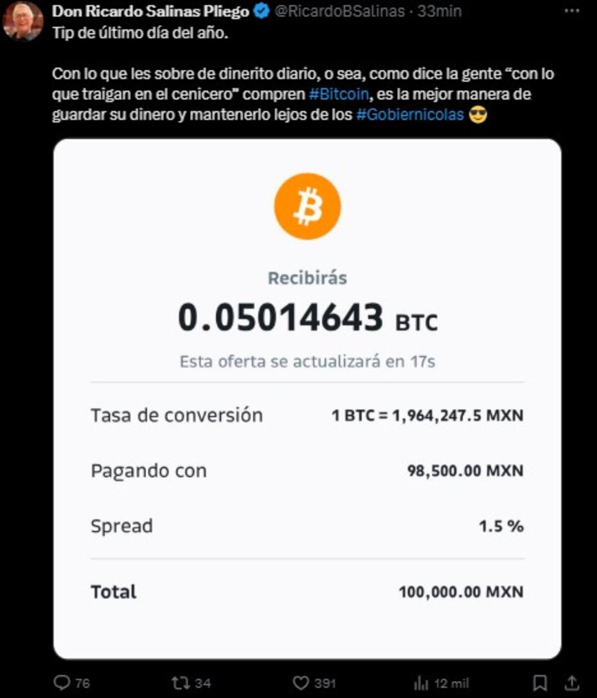 Salinas Pliego y su millonario consejo. (Captura de pantalla)