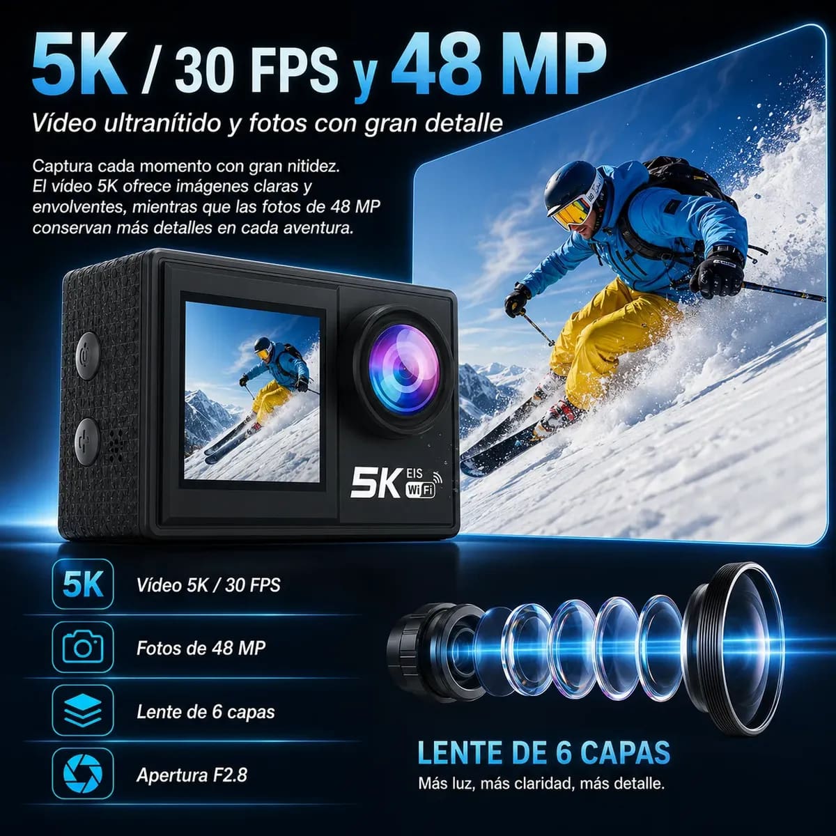 Cámara de acción Gonlkee M41 5K | Mercado Libre