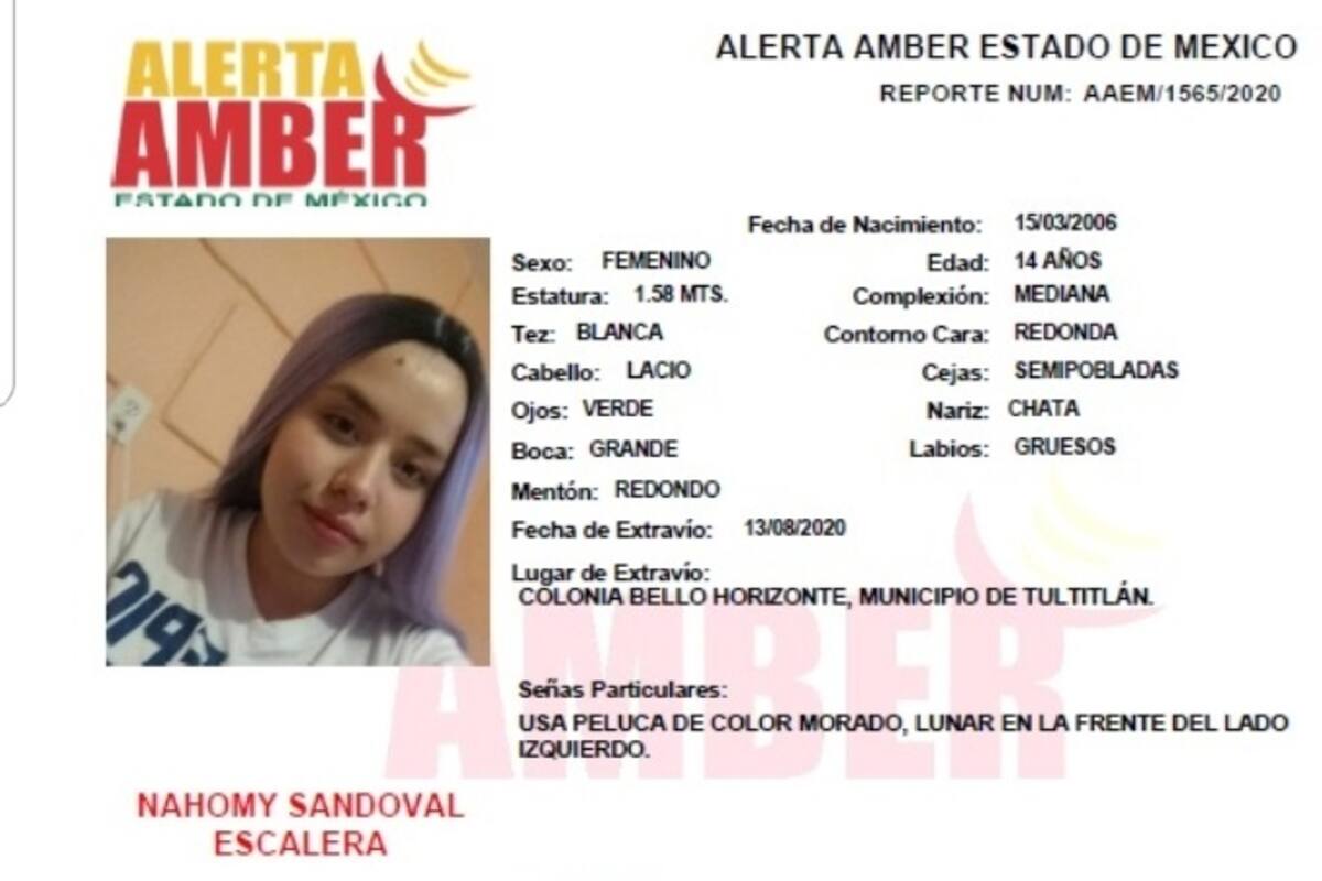 Se activa Alerta Amber para encontrar a Nahomy Sandoval