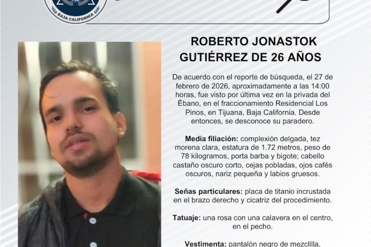 Se busca Roberto Jonastok Gutiérrez de 26 años de edad