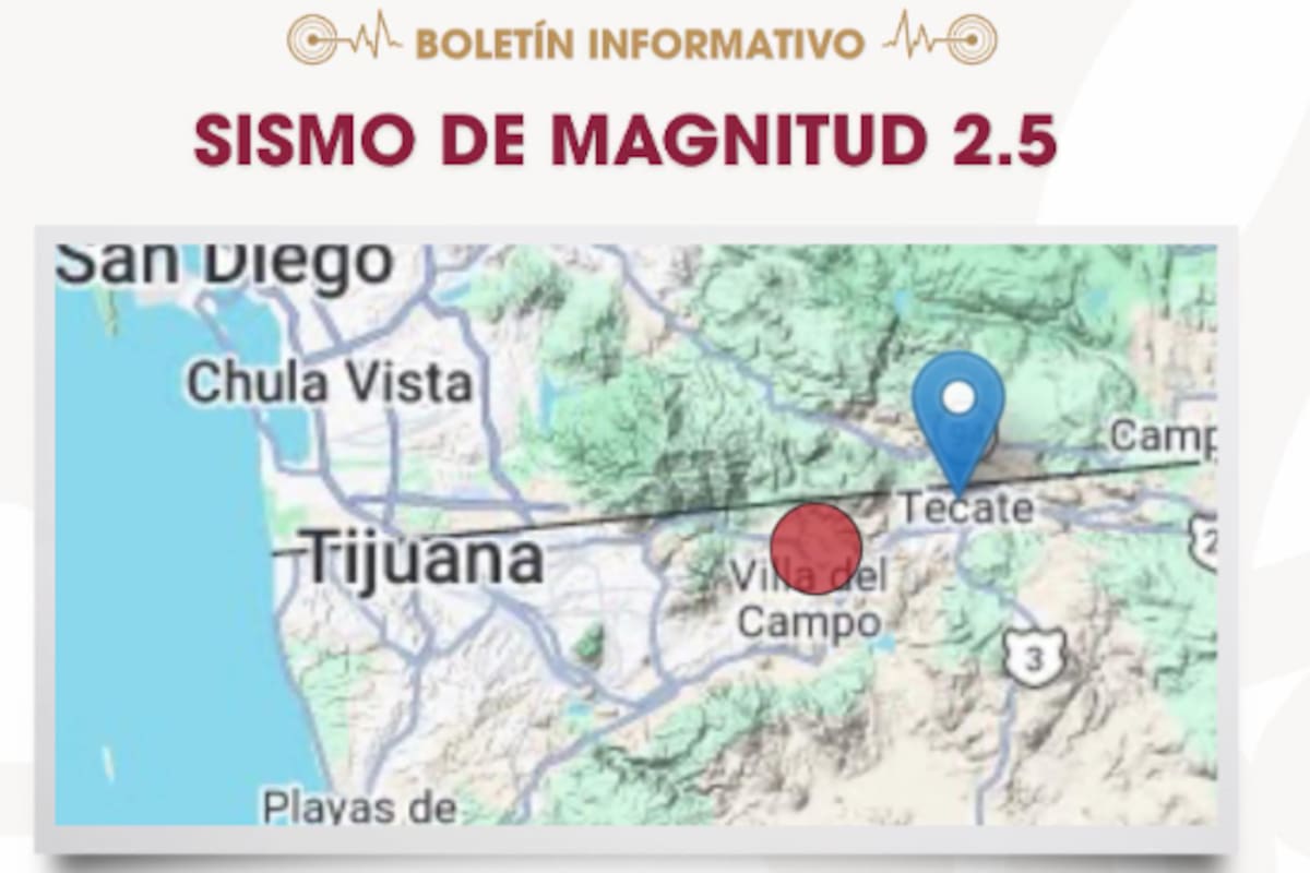 Protección Civil reporta sismo leve en Tecate; población de Tijuana fuera de peligro