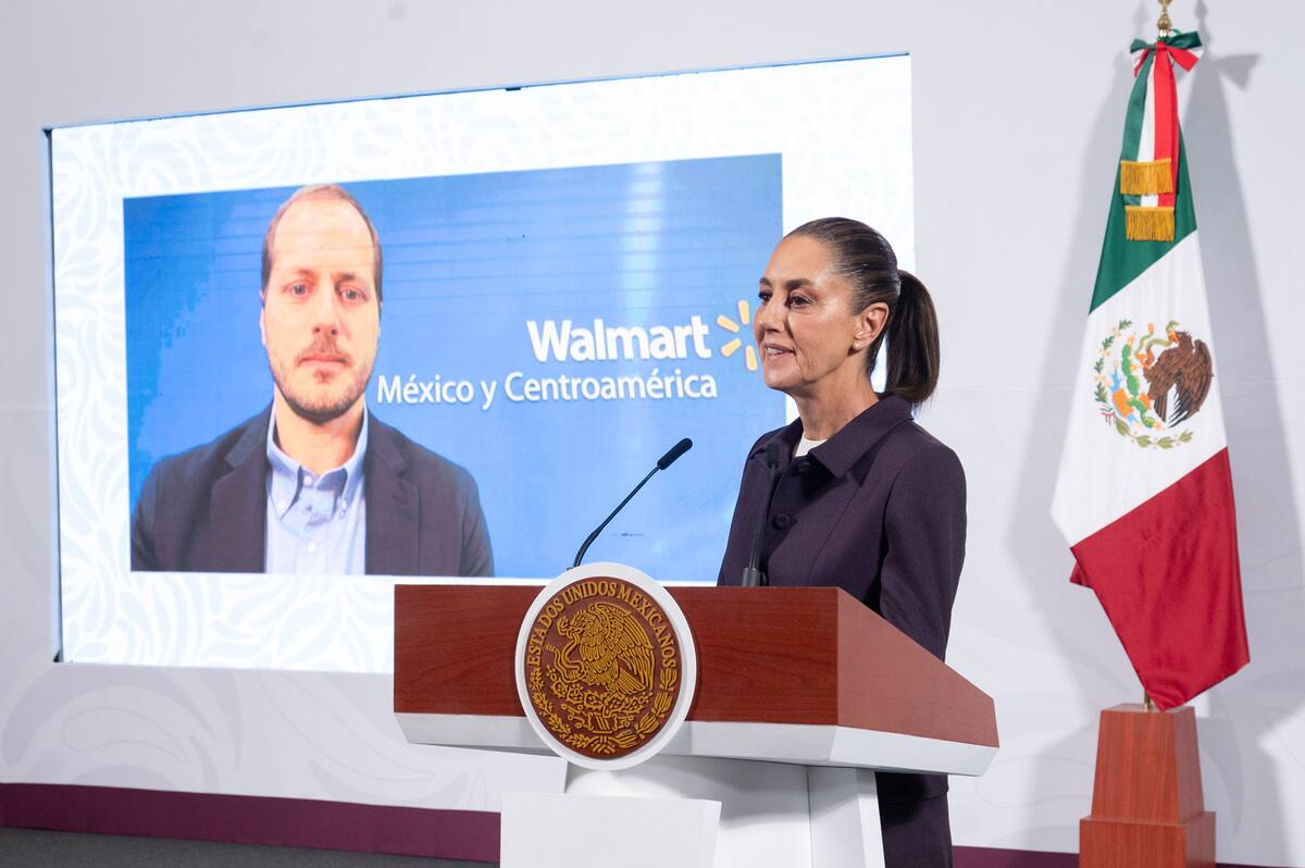 Claudia Sheinbaum en conferencia de prensa matutina; Walmart anuncia inversión de 6,000 mdd. Foto: Presidencia