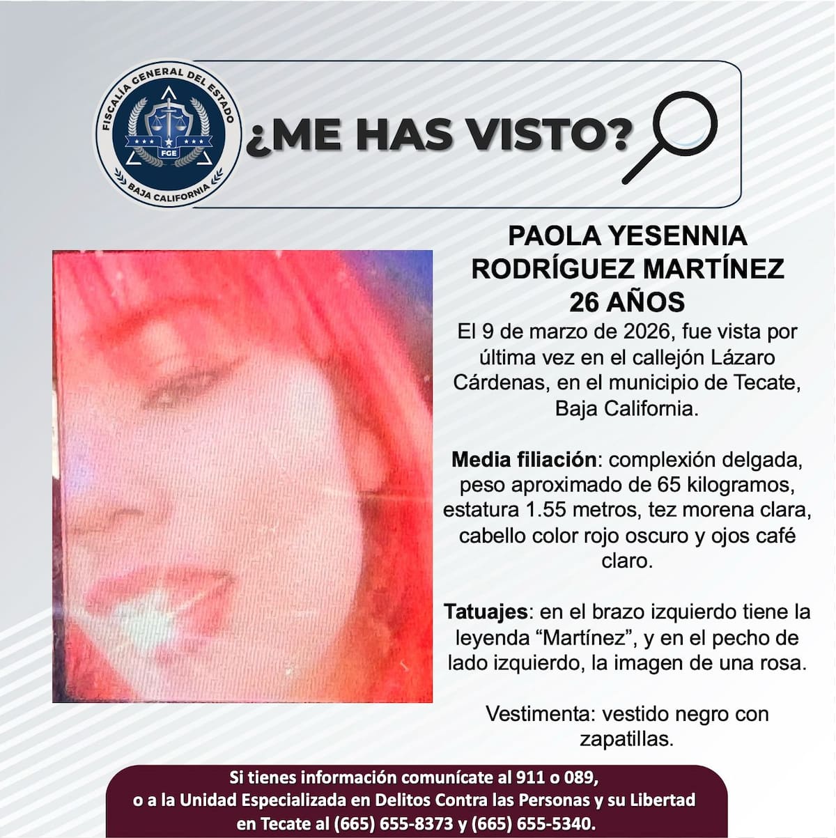 Fue visto por última vez el 9 de marzo de 2026