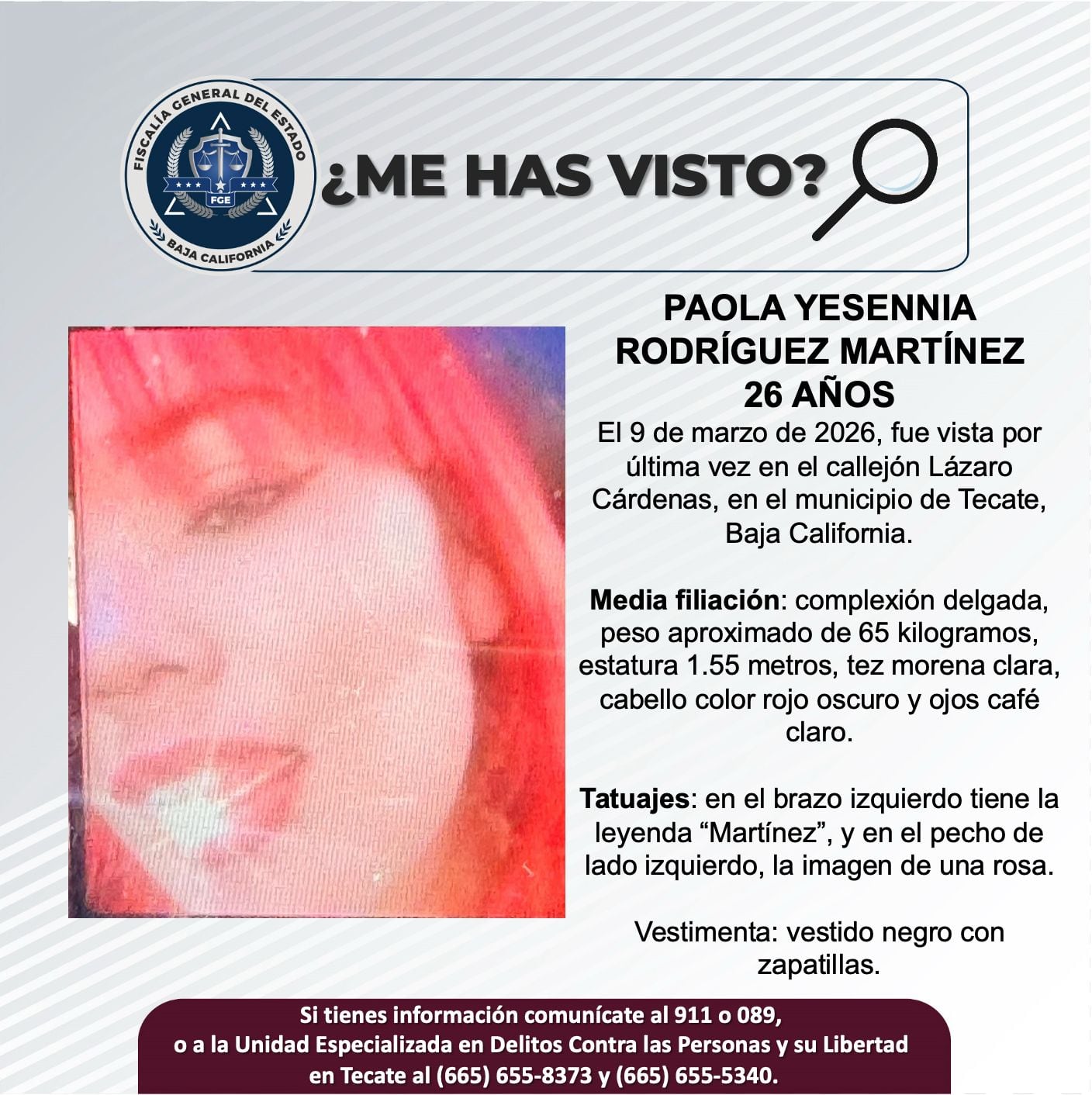 Fue visto por última vez el 9 de marzo de 2026