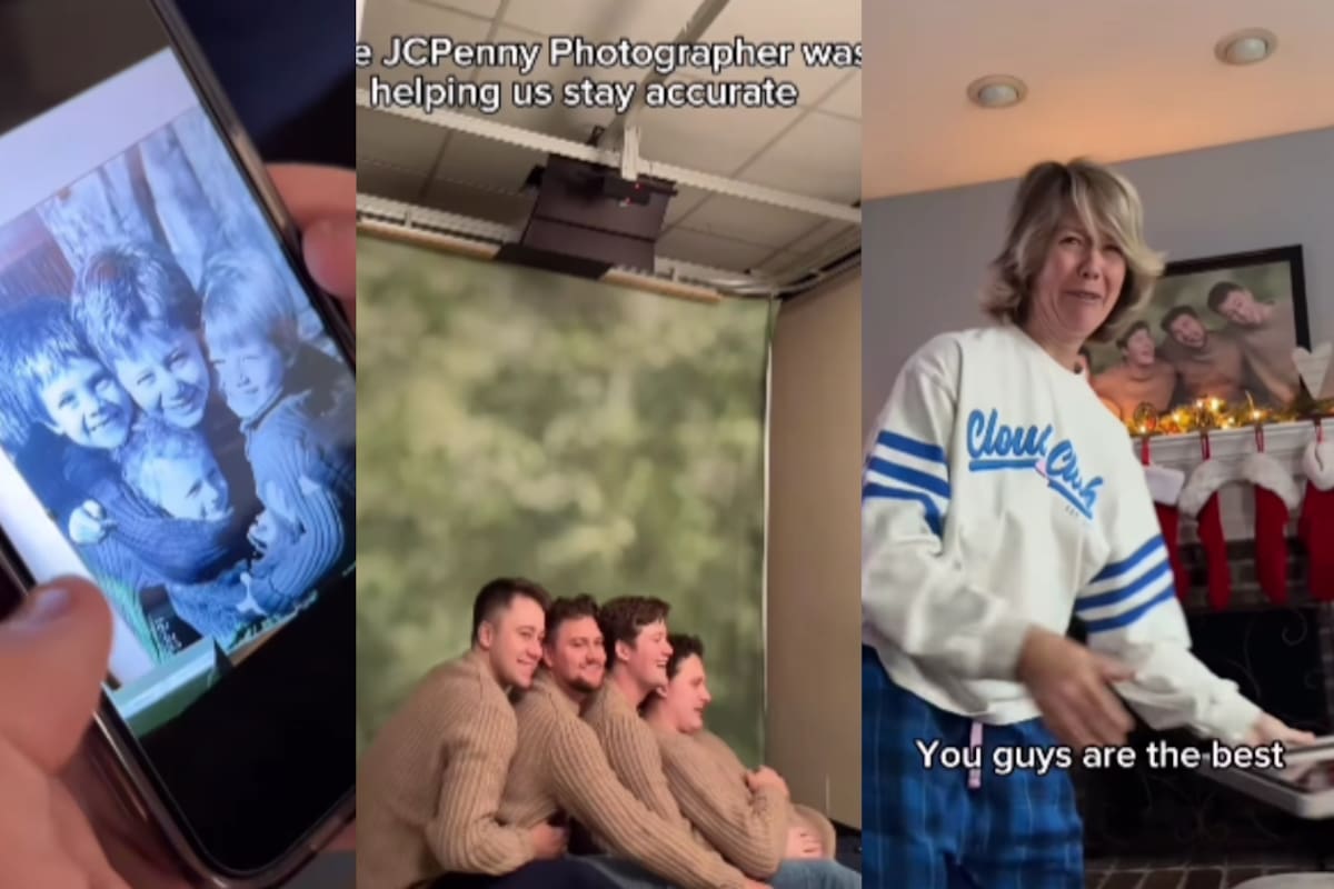 Hermanos recrean sus fotos de la infancia y hacen llorar a su mamá