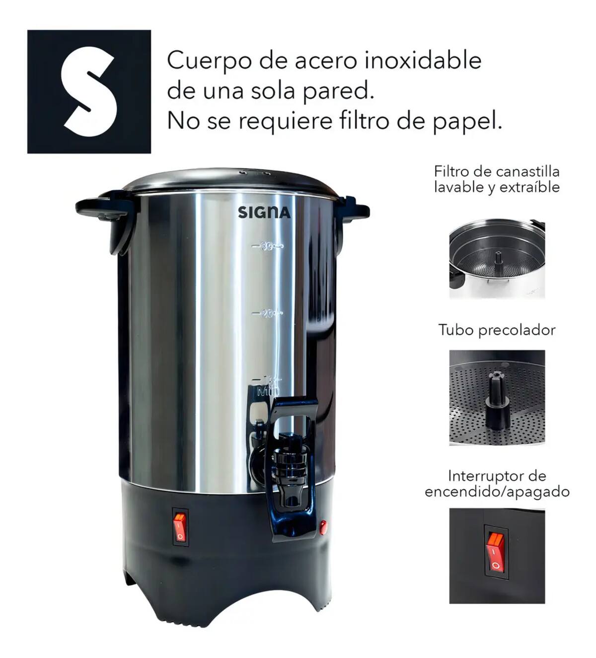 Cafetera percoladora de la marca SIGNA con capacidad de 6 litros | Mercado Libre