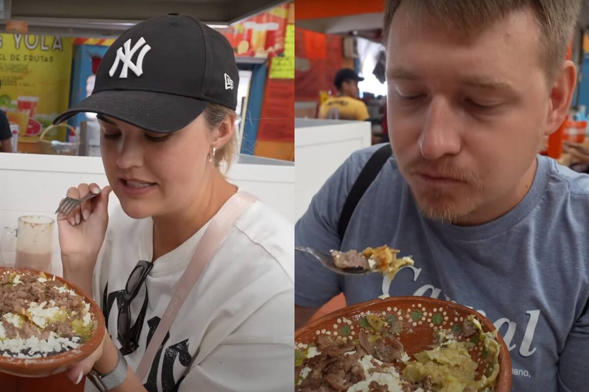 Grupo de extranjeros reaccionan al comer platillos típicos de México en un mercado local (VIDEO)