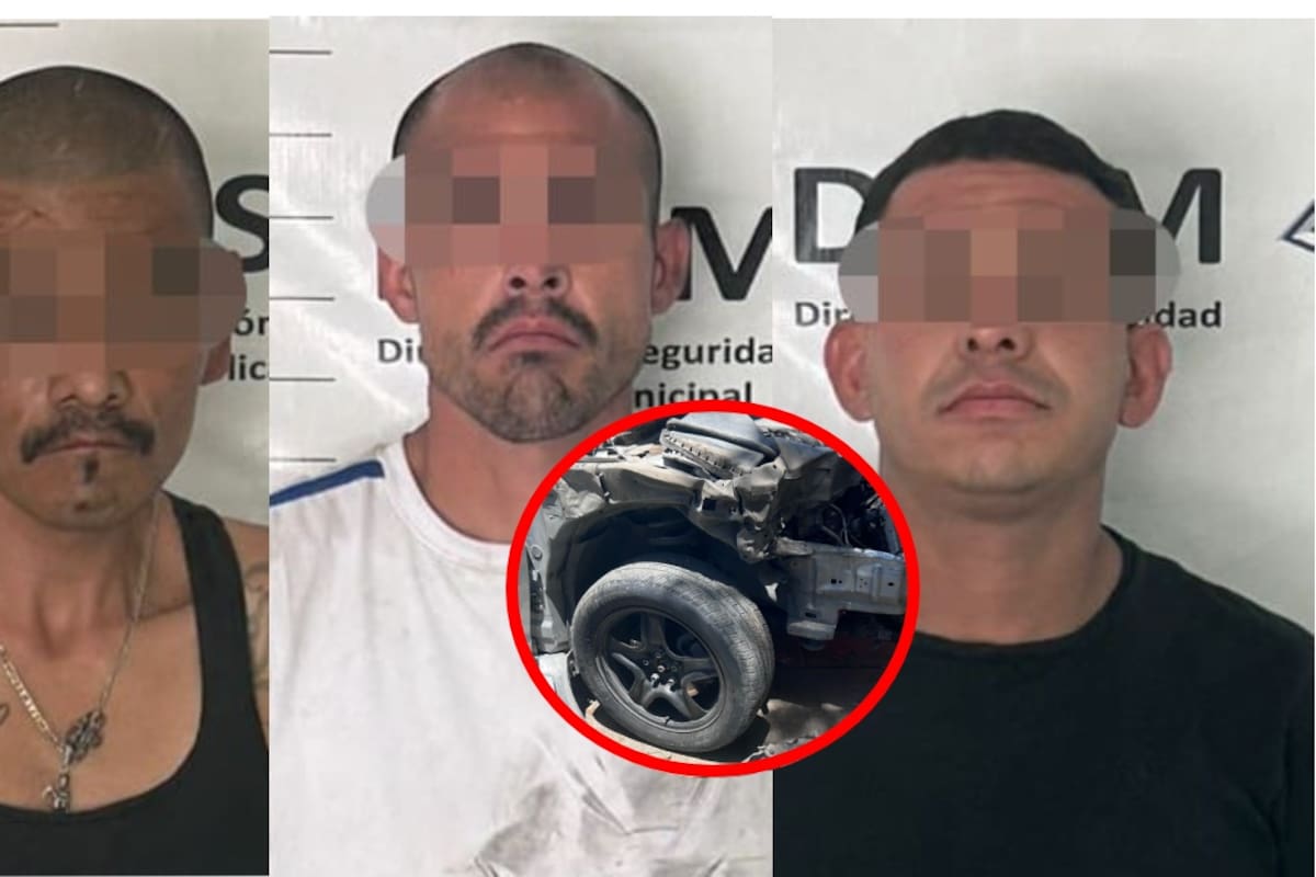 Sorprenden a tres hombres desmantelando auto robado en Villa Florida