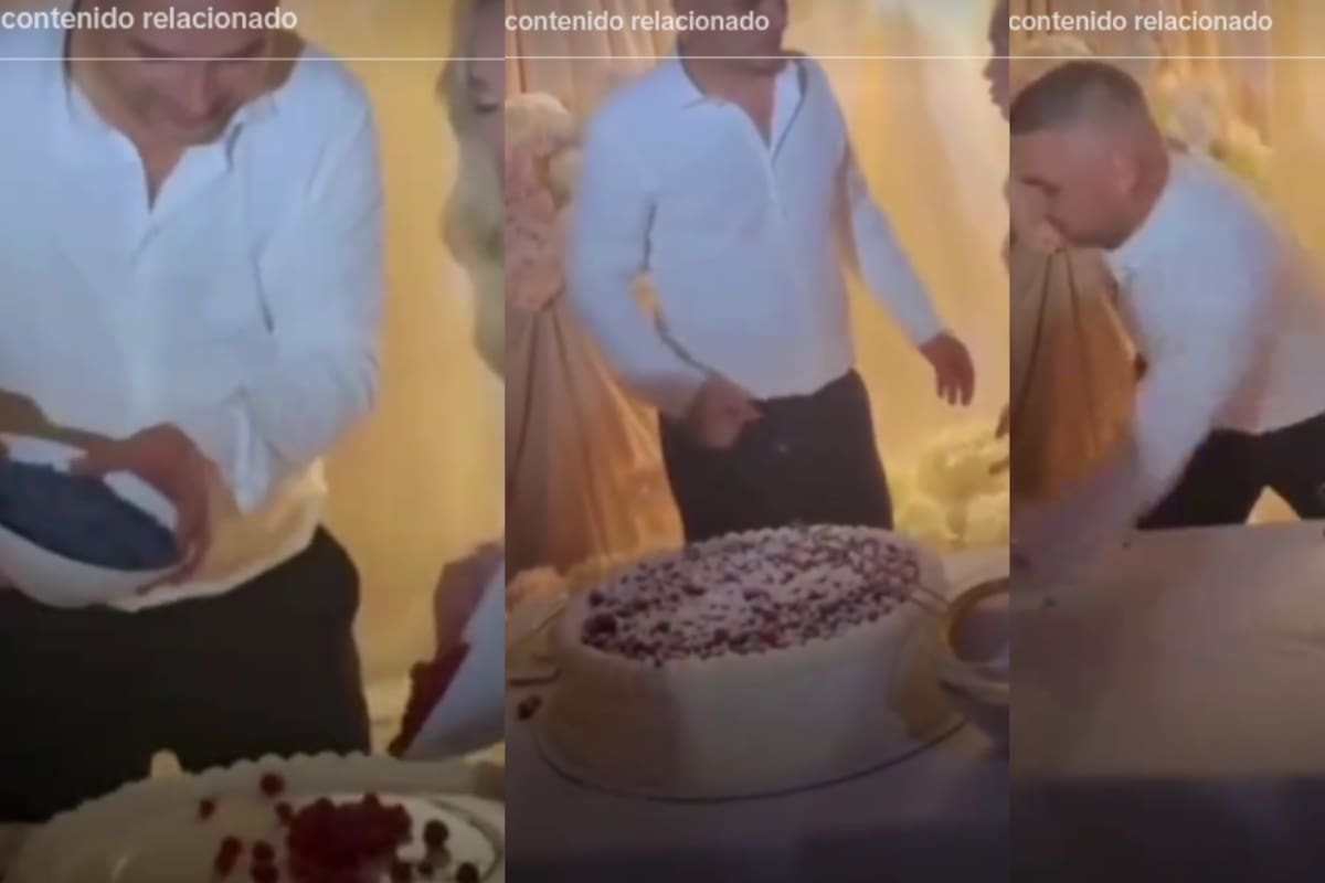 “Se enojaron y el novio terminó aventando el pastel con enojo”: Recién casados se vuelven virales por una lamentable escena con su pastel