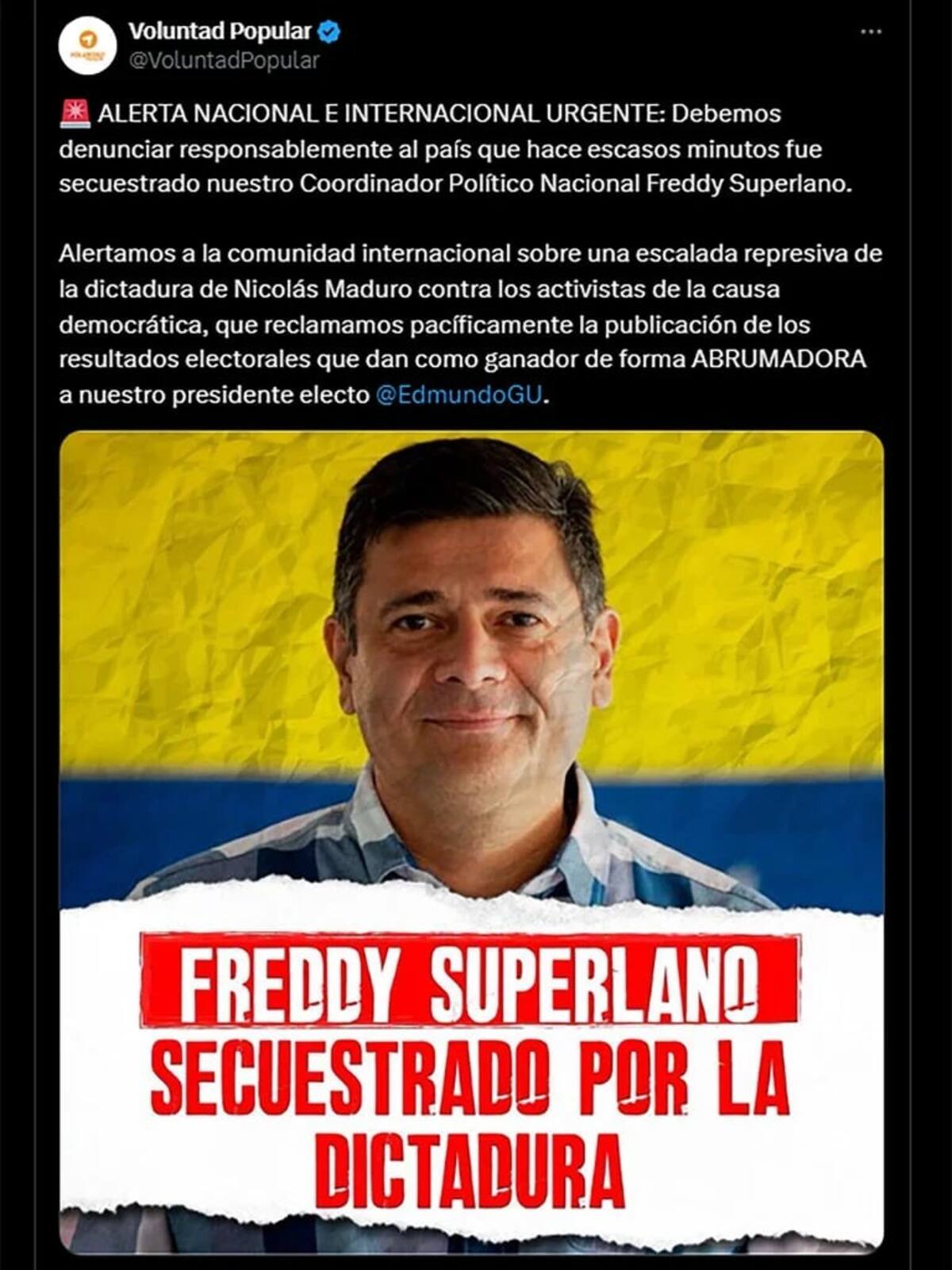 Crédito: X @VoluntadPopular