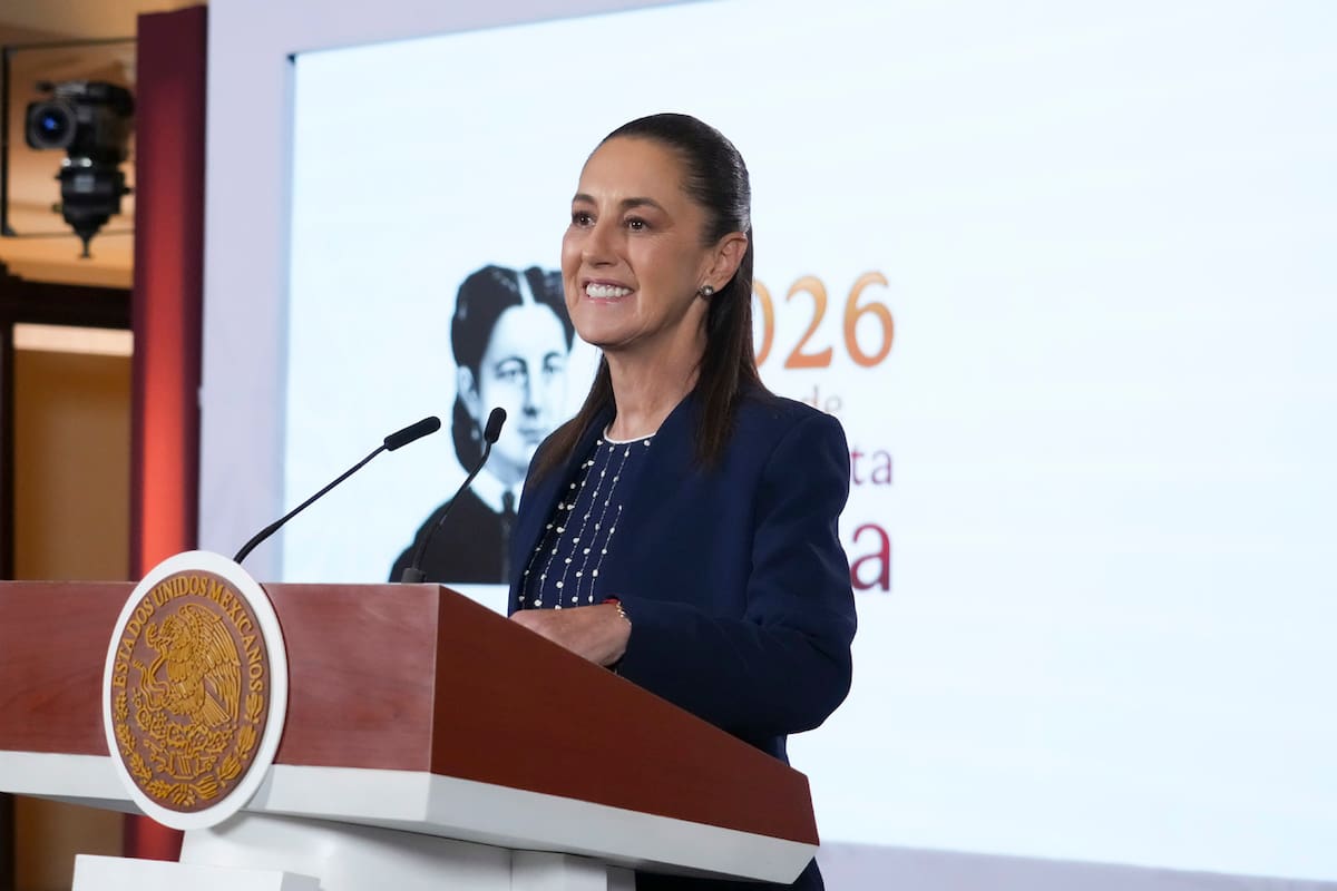 Cuauhtémoc, Ciudad de México, México, 23 de julio de 2026. La doctora Claudia Sheinbaum Pardo, presidenta Constitucional de los Estados Unidos Mexicanos en conferencia de prensa matutina “Mañanera del Pueblo” en el Salón Tesoreria de Palacio Nacional. | Foto: Hazel Cárdenas / Presidencia