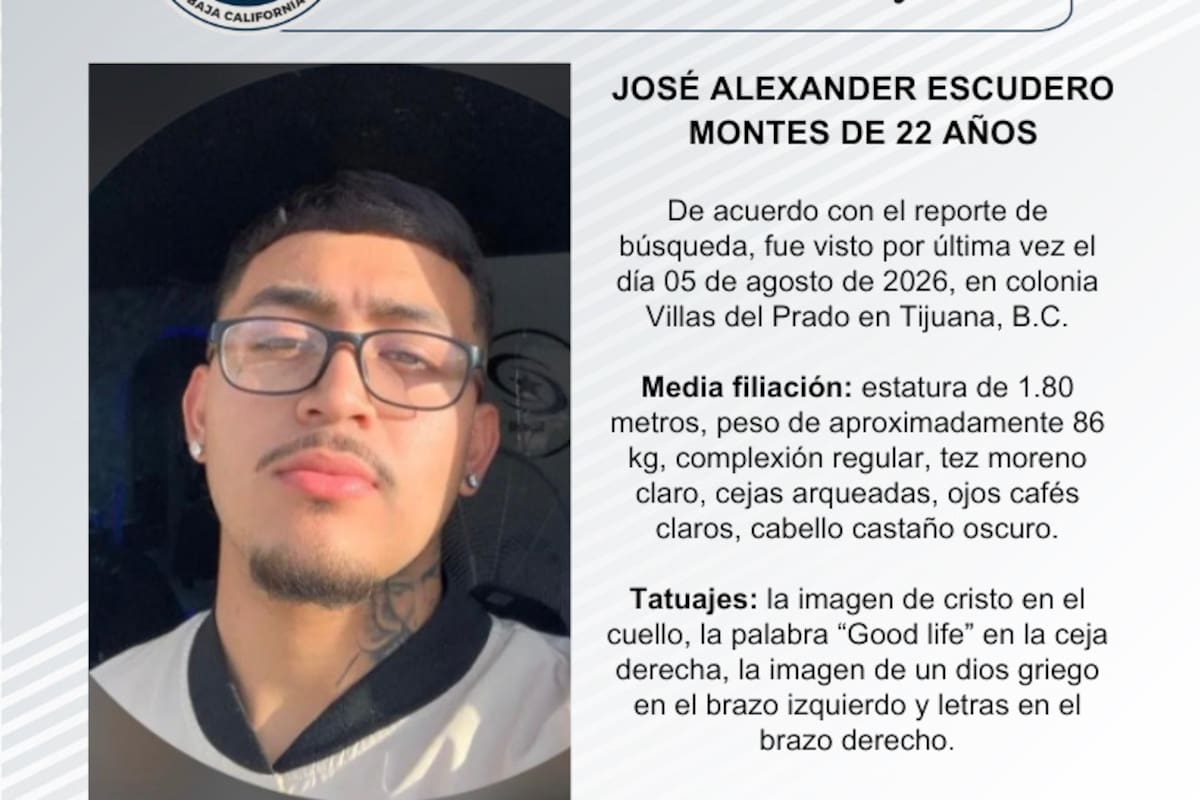 Se busca José Alexander Escudero Montes de 22 años