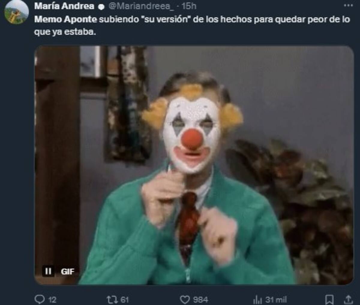 Memo Aponte expone su versión de los hechos y no recibe apoyo / Cuenta de X: @Mariandreea_