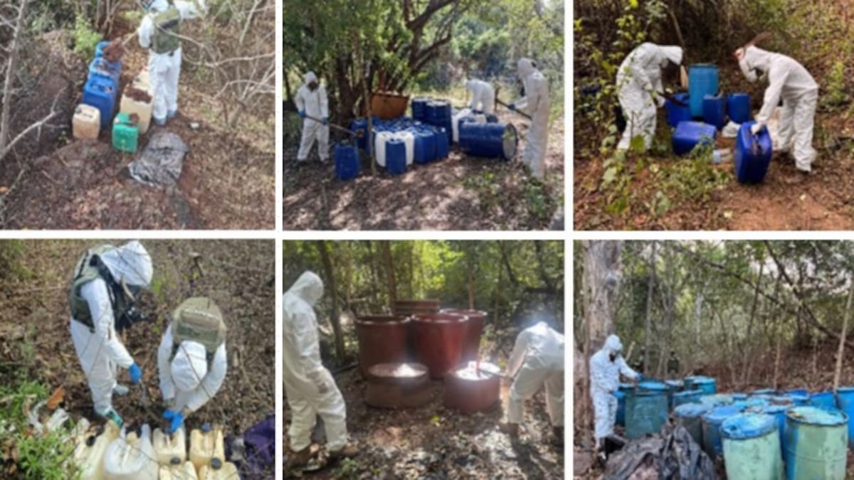 Ejército y autoridades desmantelan 15 bodegas con miles de litros de químicos peligrosos usados para drogas en Sinaloa