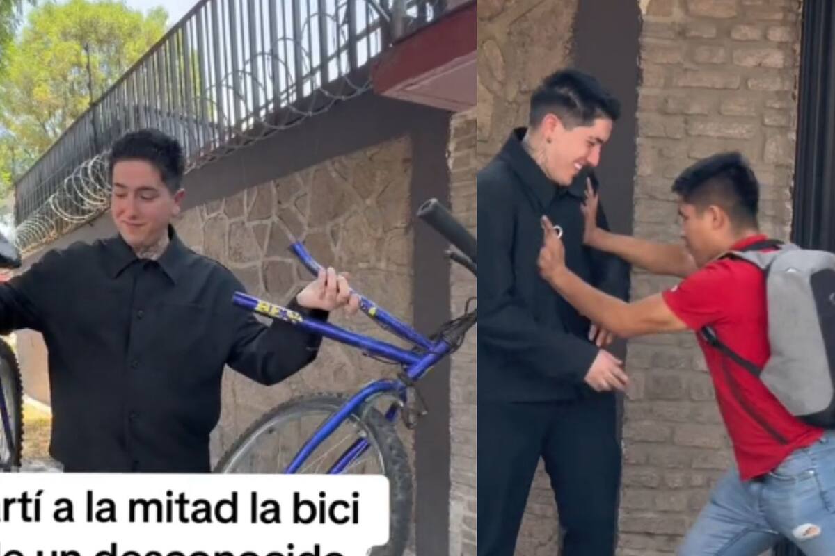 Influencer parte en dos la bicicleta de una persona desconocida a cambio de darle una motocicleta