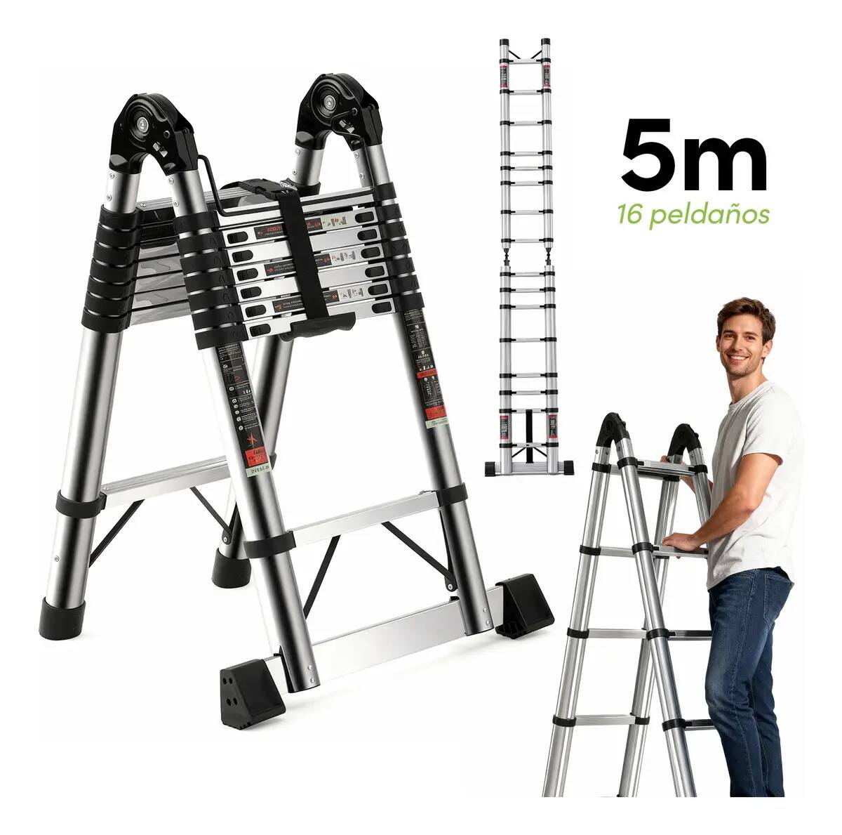Escalera telescópica de aluminio | Mercado Libre
