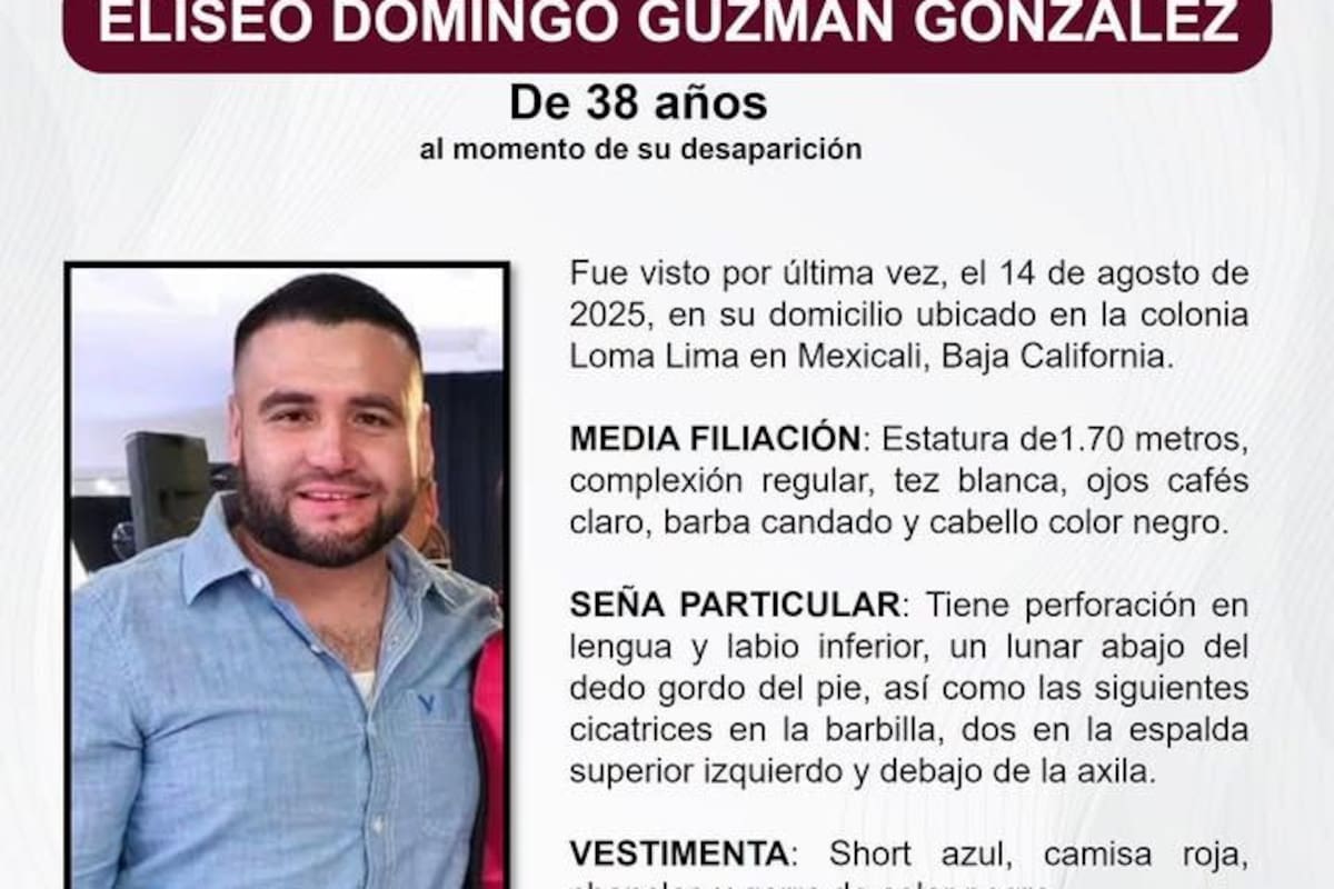 Eliseo Guzmán sigue desaparecido desde agosto de 2025