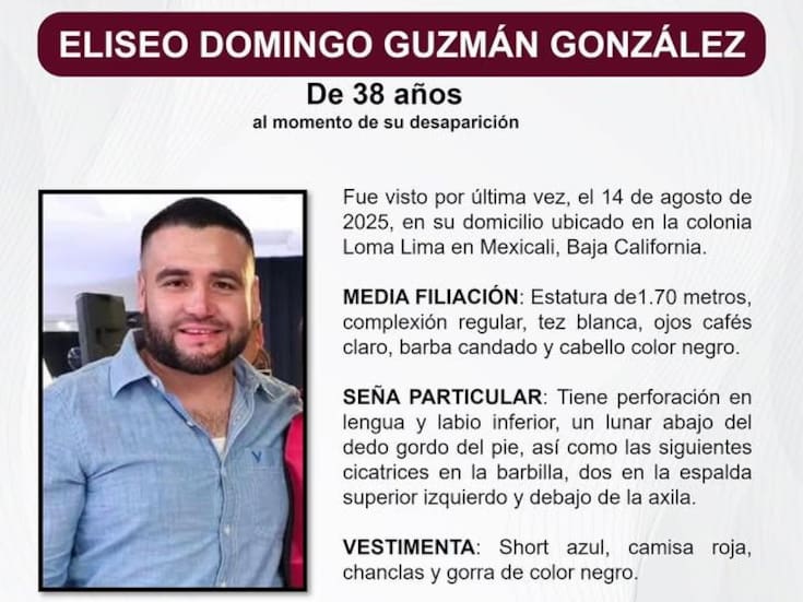 Eliseo Guzmán sigue desaparecido desde agosto de 2025