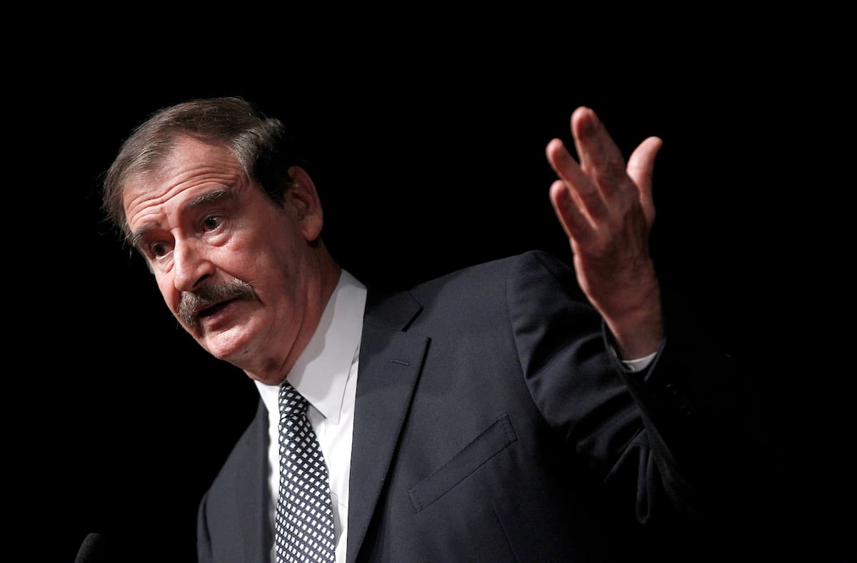 File - In this Oct. 18, 2018, file photo, former Mexican President Mexico Vicente Fox speaks at the CATO Institute in Washington. Former Mexican President Vincente Fox calls himself a soldier in the global campaign to legalize marijuana, and he foresees a day when the marketplace will deliver an array of benefits from sharply reduced cartel violence in his home country to new jobs and medicines. He's taking a new post to advance his message on the board of High Times, one of the longstanding brands in cannabis media. (AP Photo/Pablo Martinez Monsivais, File)