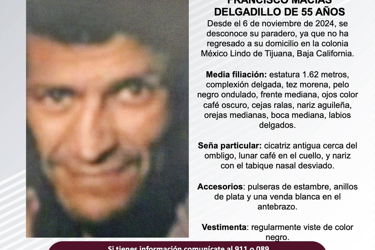 Se busca a Francisco Macías Delgadillo de 53 años de edad