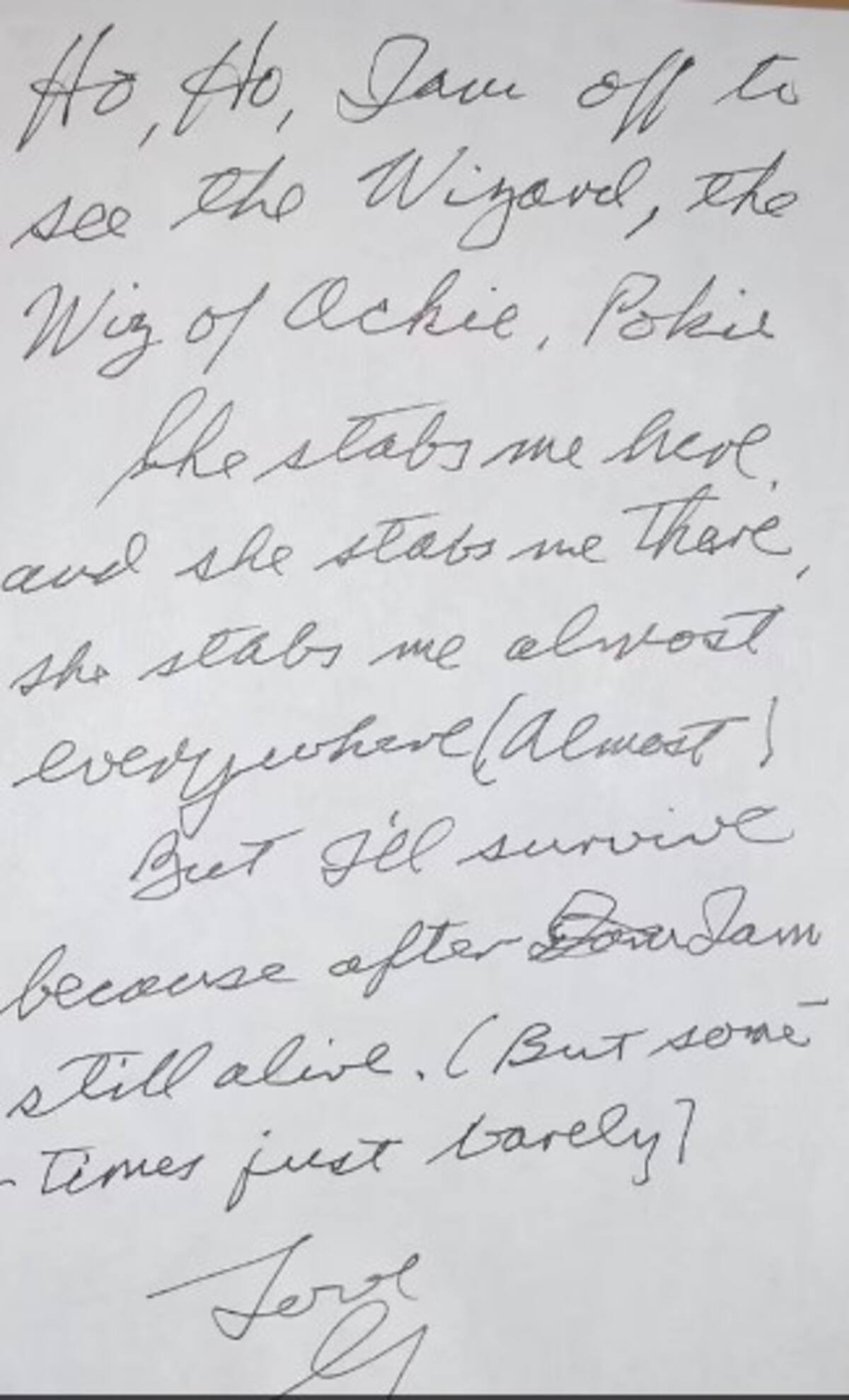 Carta escrita por Gene Hackman / Daily Mail